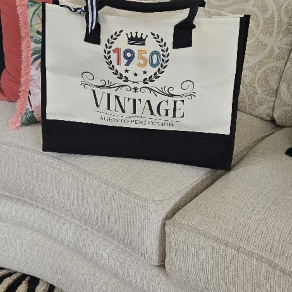 Vintage 1950 Black and White Tote Bag